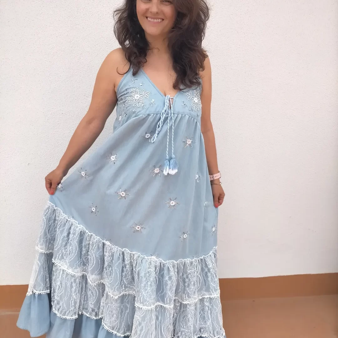 VESTIDO JEANS ENCAJE