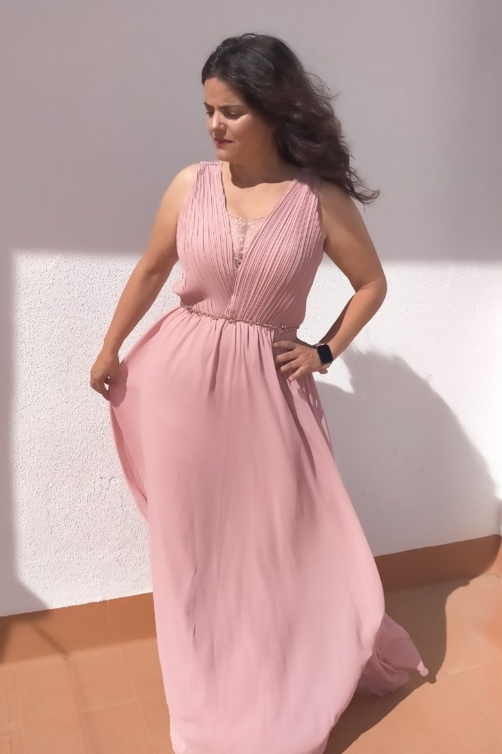 VESTIDO LARGO GASA PERLA